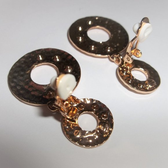 Pre-owned, CLIP ON Earrings, Rose Gold Earrings, Rose Gold Hoops, Earring 7997 - Picture 2 of 5